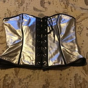 Silver Genuine Leather Bustier - Custom Made - 30” waist